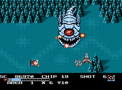 The Guardian Legend, one of the few NES titles to seamlessly blend two genres into a compelling action/adventure game. 