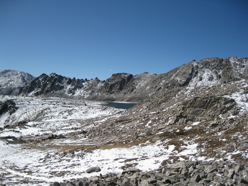 Bear Lake as see from the shoulder of Mount Harvard