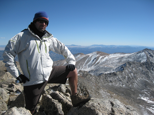 Everyone strikes a heroic pose on the summit of Harvard (14,420 ft.)