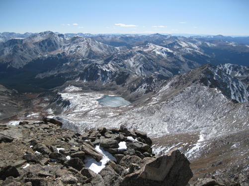 Views from the summit of Mount Harvard, the third highest peak in Colorado. 