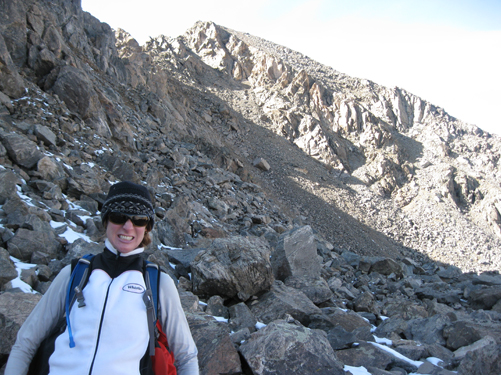 These nasty bouldery traverses make this a tough route. 