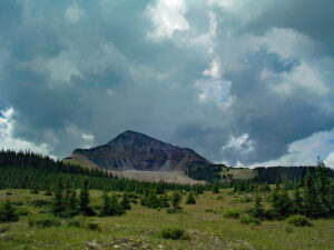 Lone Cone, southwest Colorado on a cloudy day.