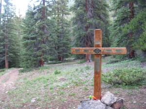 Memorial cross for those who perished int eh 2009 Mount Massive Plane crash.