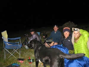 Friends watching the meteor showers on Mount Audubon.