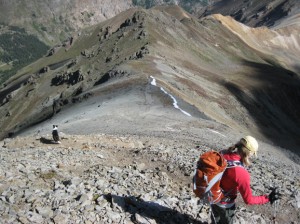 Descending Handies Peak Ridge