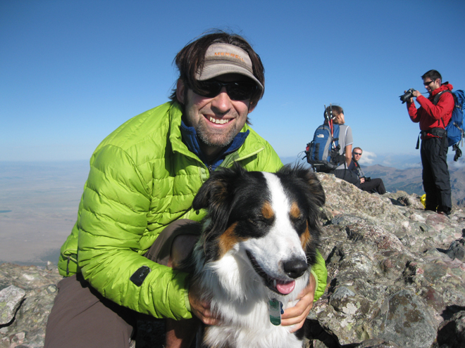 Challenger Peak summit Colorado 14er. James Dziezynski and Fremont the border collie. 