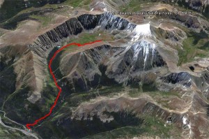 Stevens Gulch Colorado -- near Grays and Torreys Peaks. Searching for the Goatfinger Couloir.