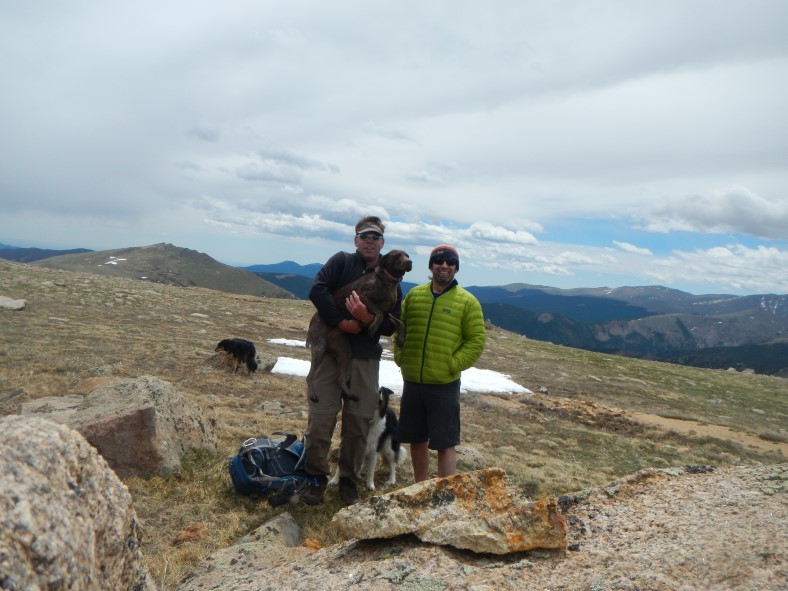 Our official "team" summit picture. It's tough to get all 3 pups in the shot!