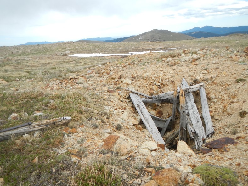 The old, collapsed mine on the summit. 