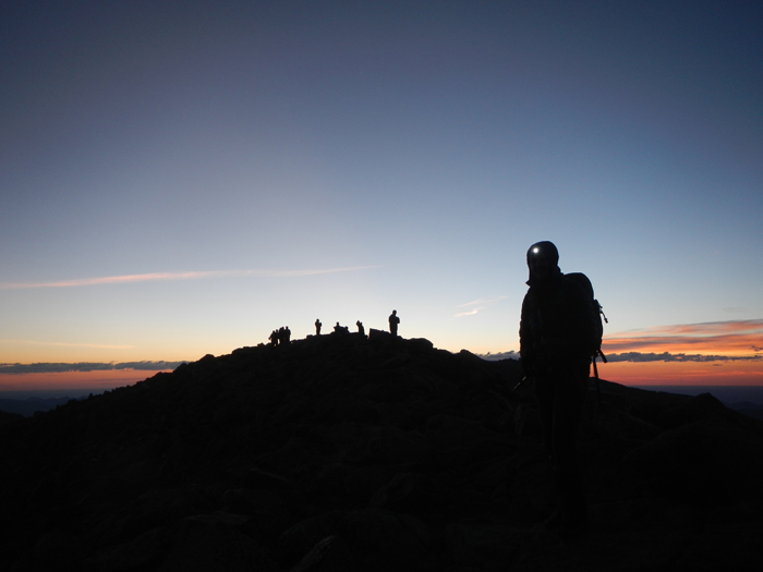 Sunrise on the summit of Mount Bierstadt.  Photo byy James Dziezynski