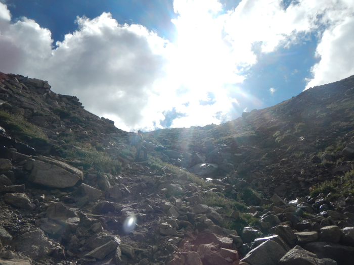 In the thick of the descent gully. 