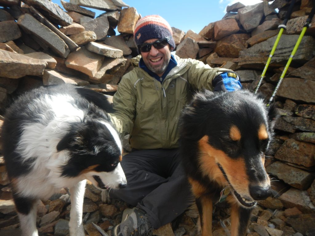 Taking a break in one of the stone shelters above Needle Eye. 